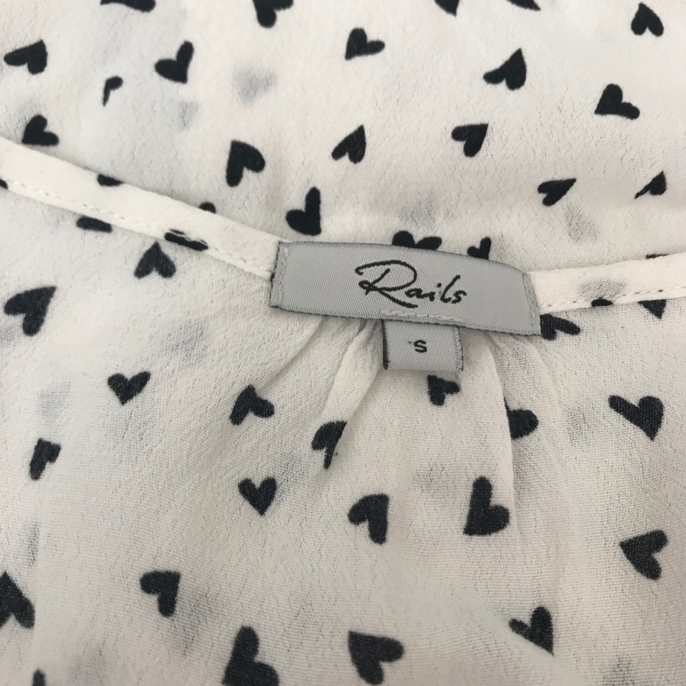 Rails Bretton Mini Heart Button Down Blouse S - image 8